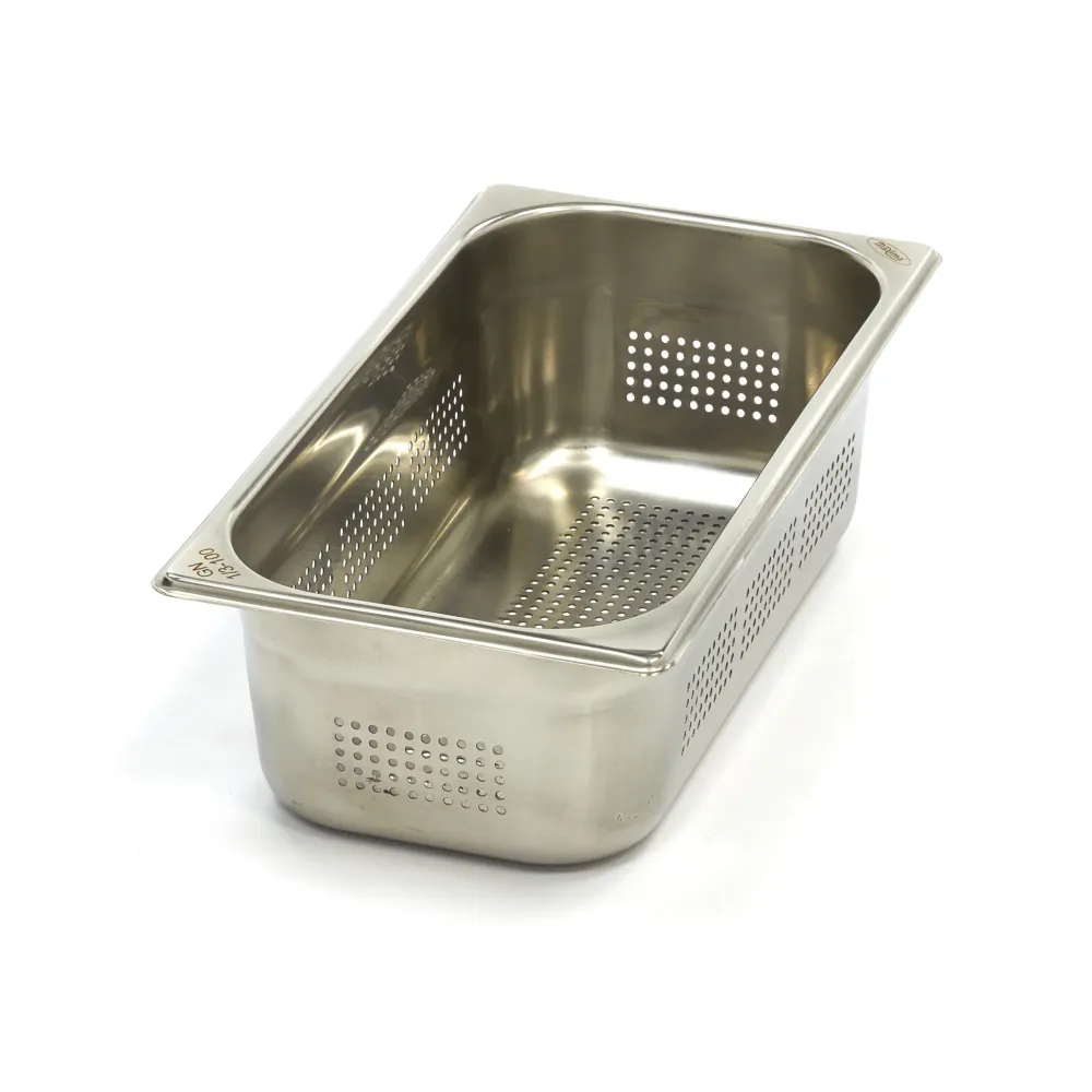 Gastronorm beholder - 3 stk - 1/3 GN - 10 cm dyb - Rustfrit hardened - Perforeret