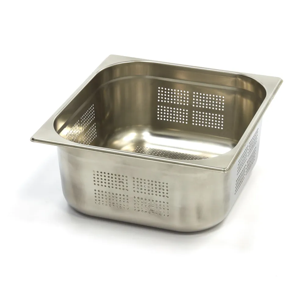 Gastronorm beholder - 3 stk - 2/3 GN - 15 cm dyb - Rustfrit metal - Perforeret