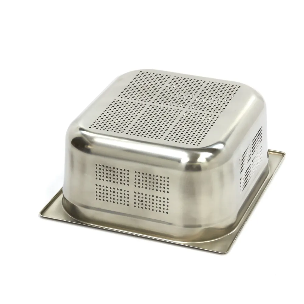 Gastronorm beholder - 3 stk - 2/3 GN - 15 cm dyb - Rustfrit metal - Perforeret