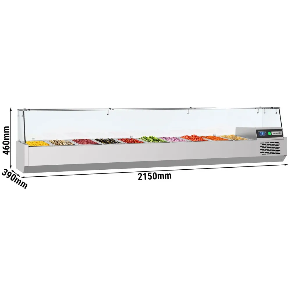 Kølevitrine - Køleopsats 2,15 x 0,46 m - til 10 x GN 1/3-beholdere