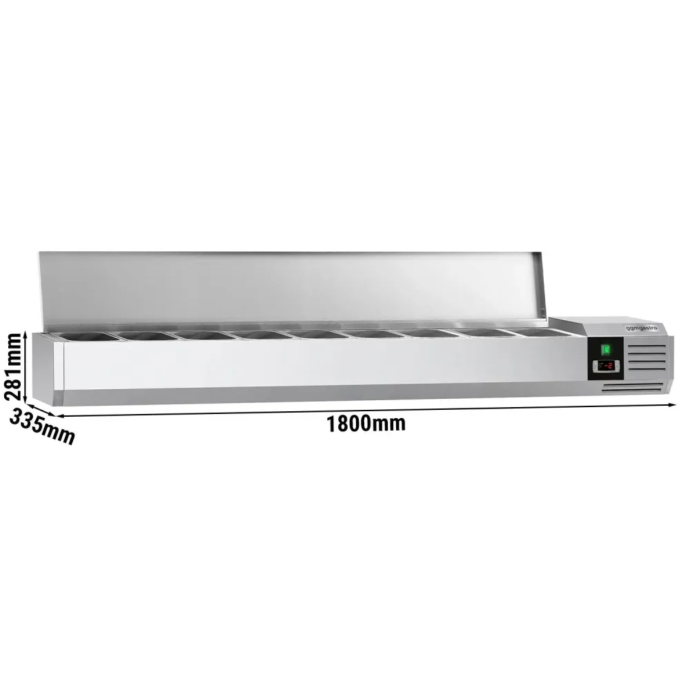 Kølevitrine - Køleopsats PRIME 1,8 m x 0,34 m - til 8x 1/4 GN-beholder
