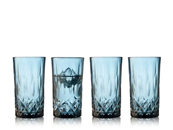 Lyngby Glas - Sorrento Highballglas 38 cl. 4 stk. - Blå