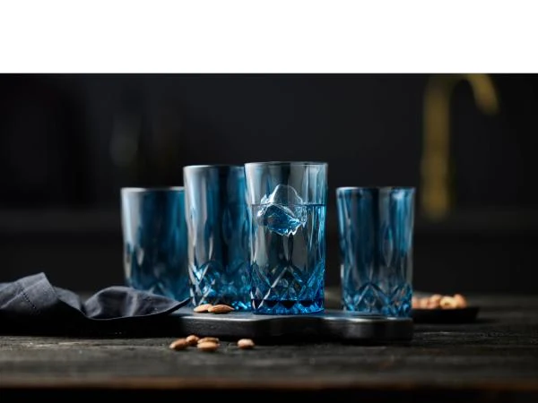 Lyngby Glas - Sorrento Highballglas 38 cl. 4 stk. - Blå
