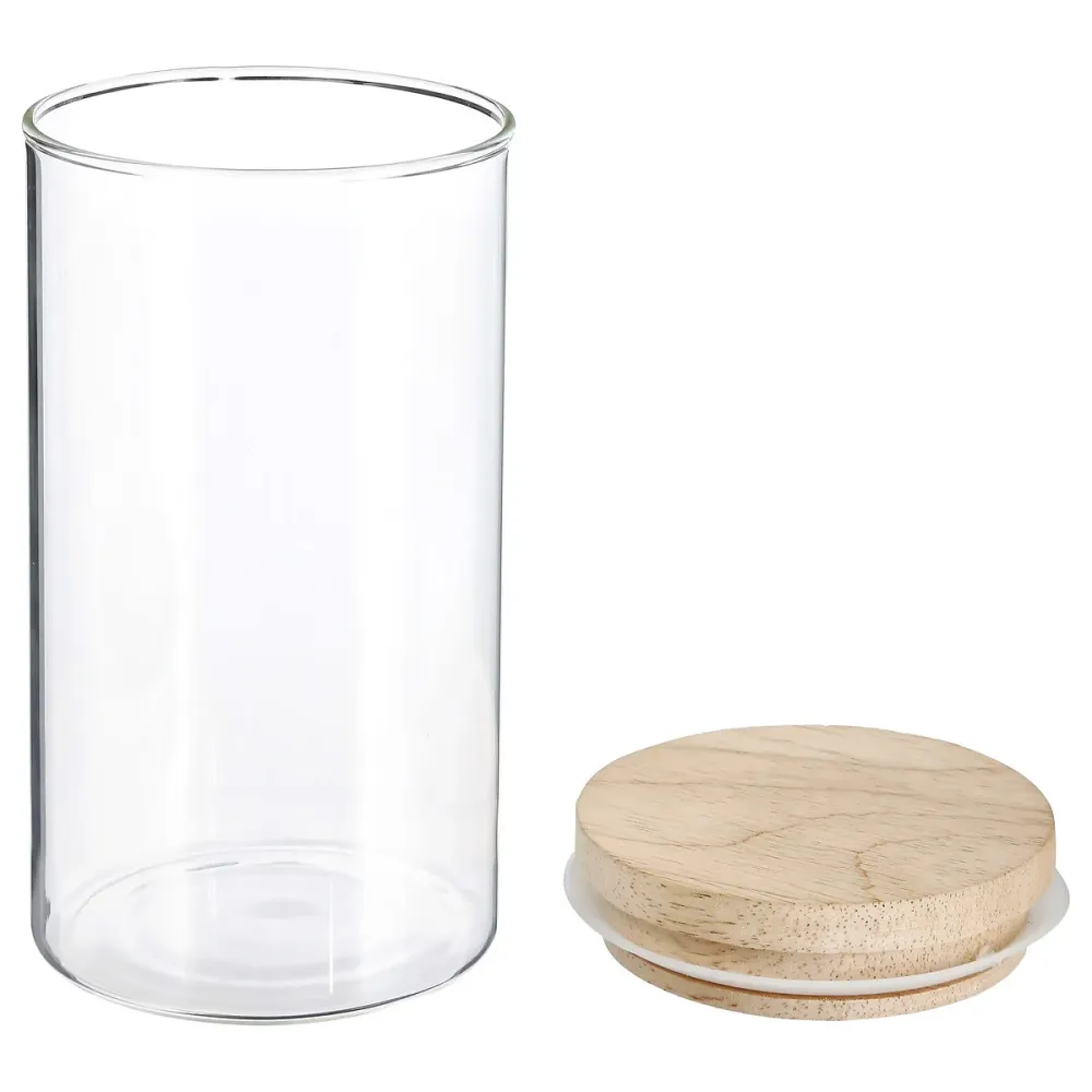 1L Opbevaringsglas med trælåg (rund)