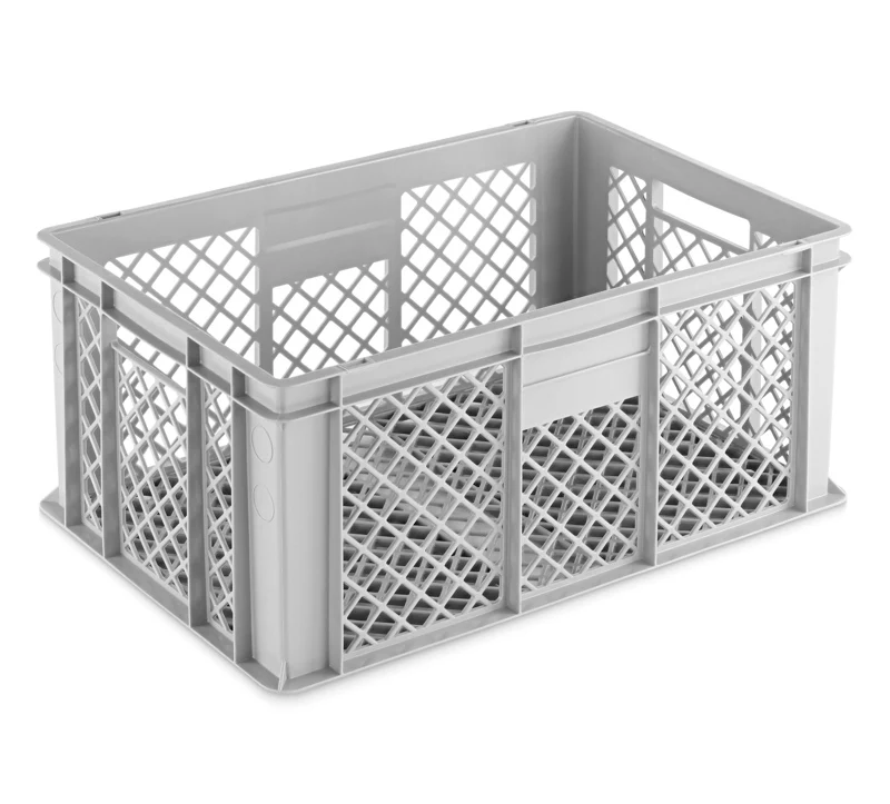 Perforerede kasse til glas - 53 Liter stabelbar - 600 x 400 x 260H mm