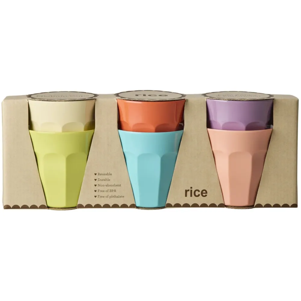 Rice Melamin Cups Asst. Glory Days Colors - Medium - 6 Pak - 250 Ml