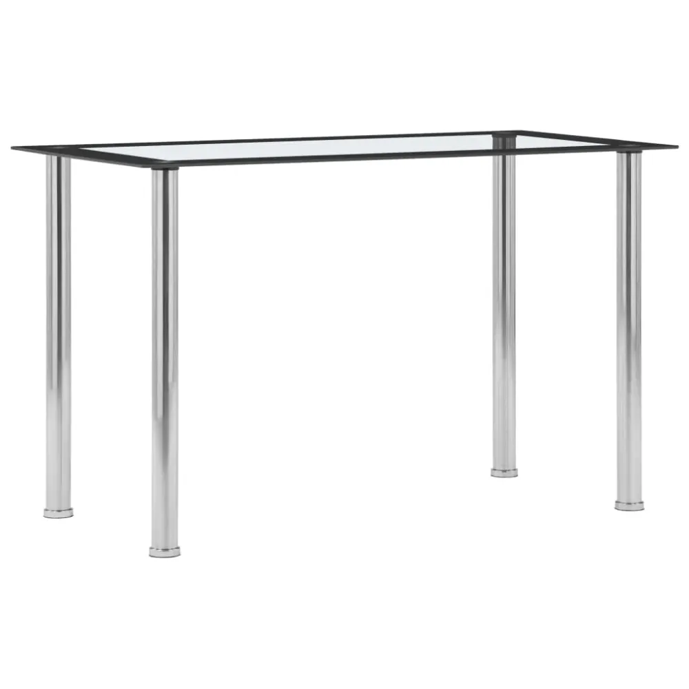 spisebord 120x60x75 cm hærdet glas sort og sheer