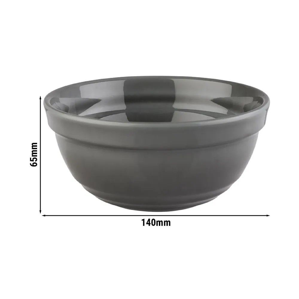 (6 stk.) Skål - EMMA - Melamin - 0,5 Liter - Ø 140 mm - Grå