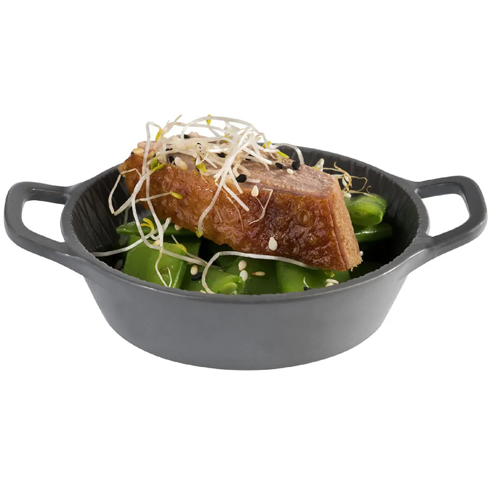 (60 stk.) Skål - PORTABLE - Melamin - 70 ml - Ø 85mm - med håndtag - Grå