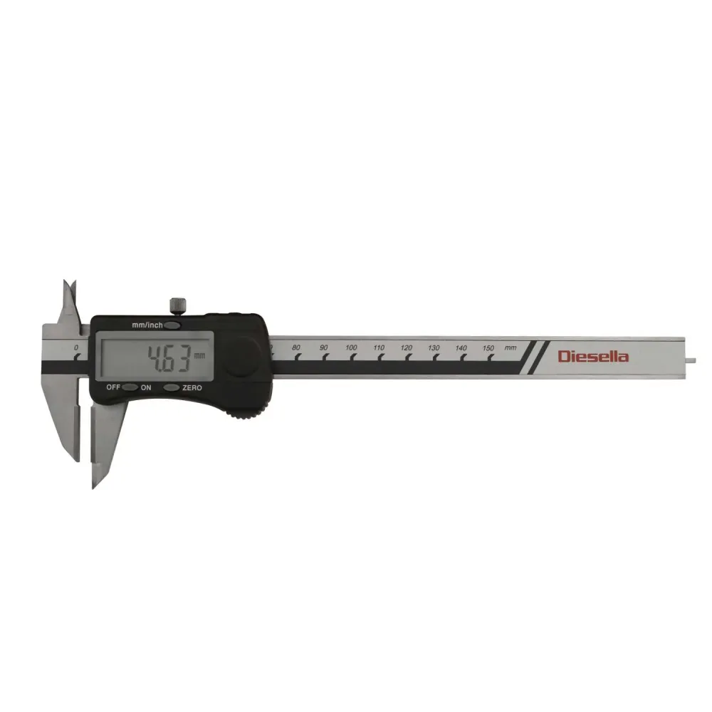 DIESELLA Display ridse skydelære 0-150x0,01 mm med hårdmetal kæber
