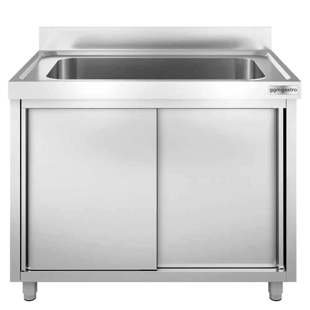 Køkkenvask alloy - med underskab - til gryder 1,0 m - 1 vask L 80 x B 50 x D 35 cm
