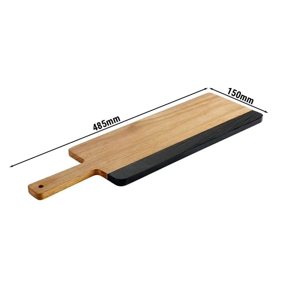 (6 stk.) Serveringsbræt - ROCKWOOD - inkl. skrivbare naturskiferstrimler - 485x150mm