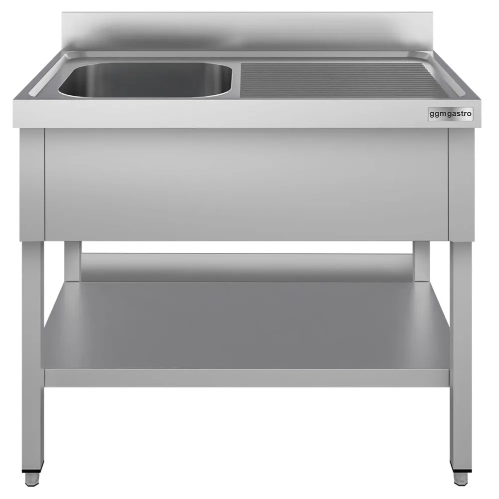 Stålbord med vask til gryder ECO - 1,2m - 1 vask til venstre L 50 x B 50 x D 30 cm