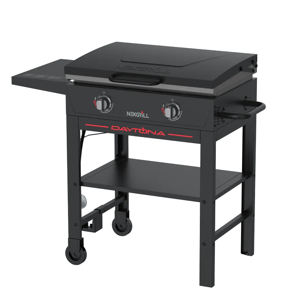 Daytona 2-brænder plancha-grill med hængslet låg