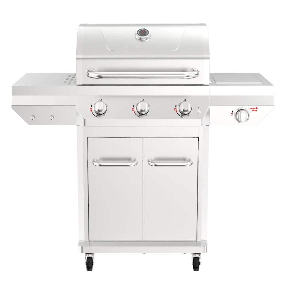 Nexgrill Deluxe 3-brænder gasgrill i rustfrit stål med sidebrænder