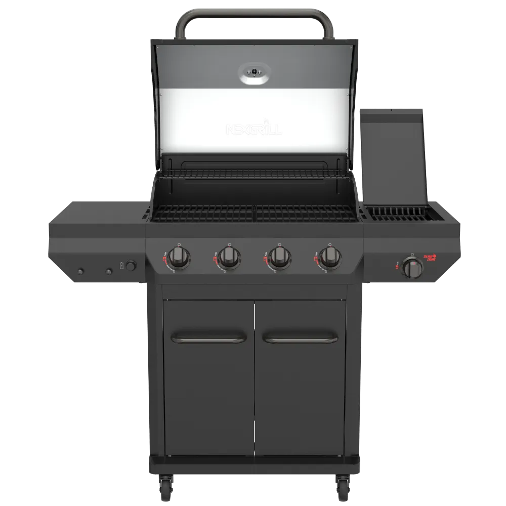 Nexgrill Deluxe 4 brænder sort gasgrill med sidebrænder