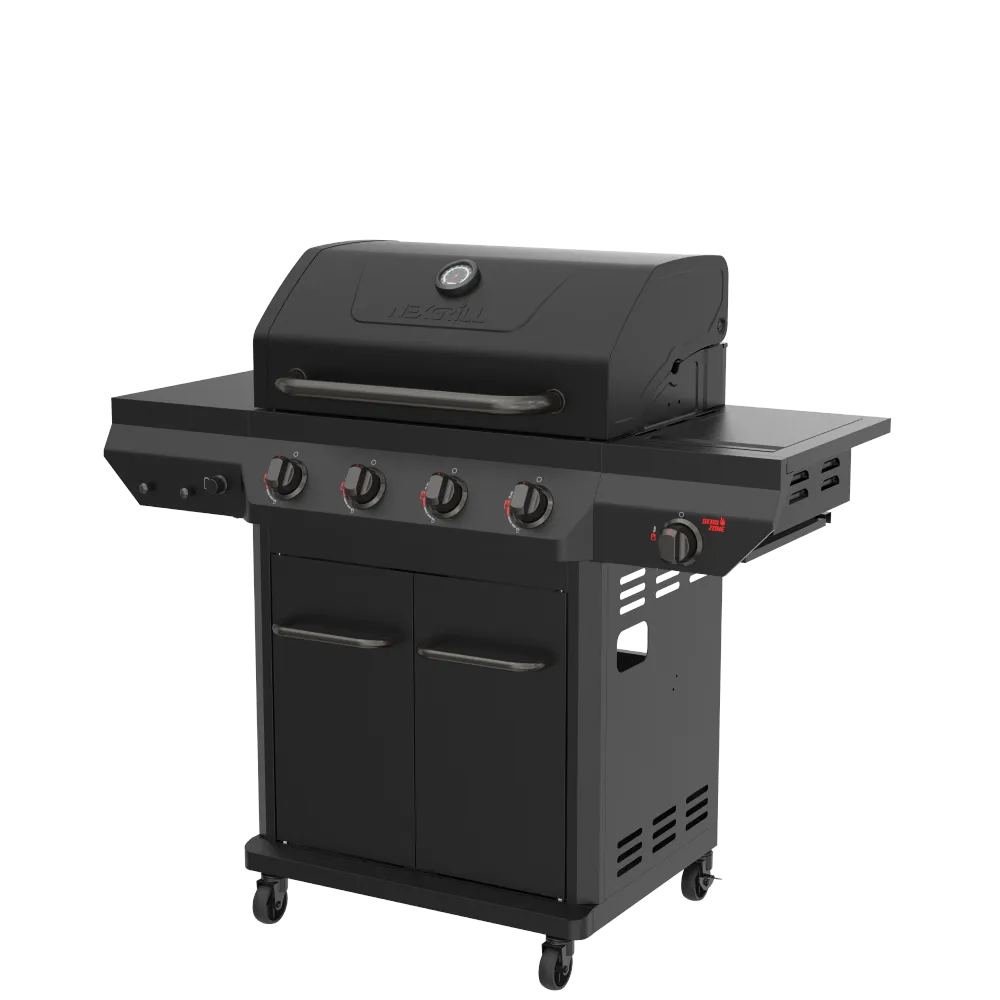 Nexgrill Deluxe 4 brænder sort gasgrill med sidebrænder