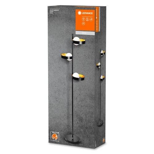 LEDVANCE DECOR Memphis gulvlampe, sort/guld, G9-sokkel