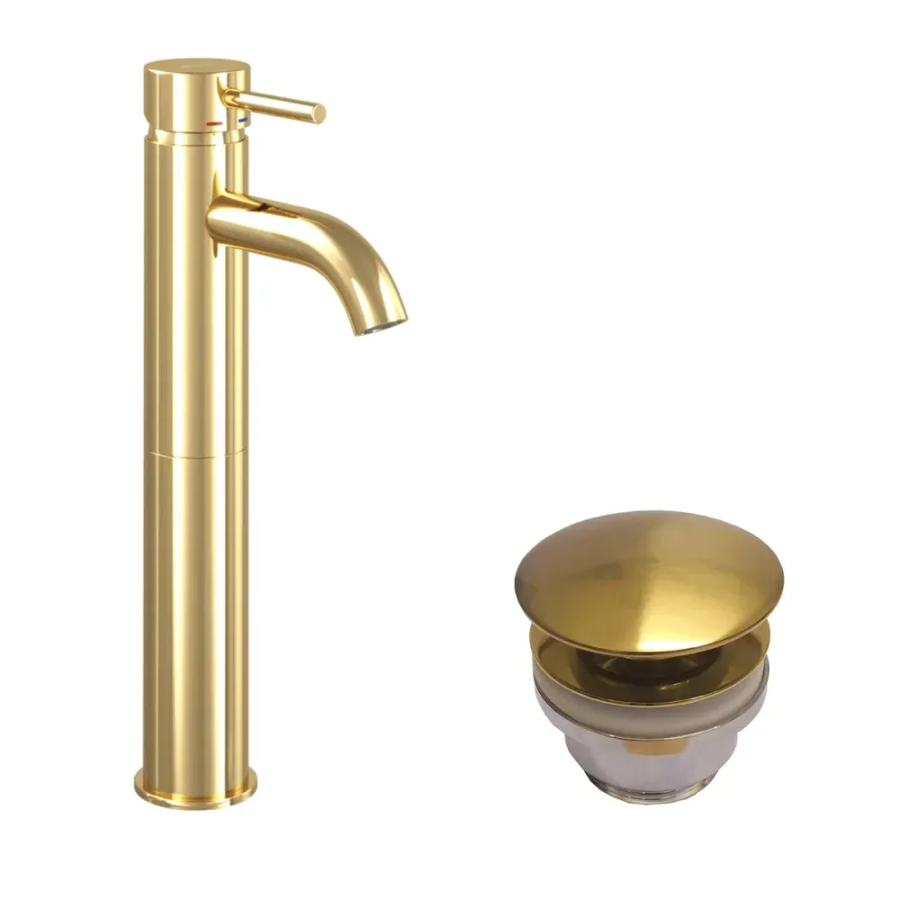 Dragør Højt håndvaskarmatur + Rødby pop-up bundventil BATH DELUXE - EXCLUSIVE