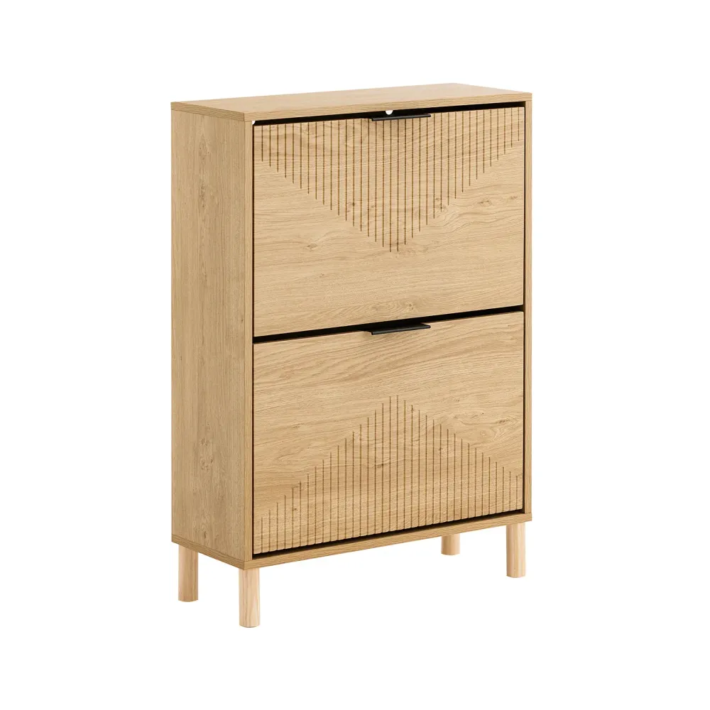 Organisér din entré med et vogue skoskab i trælook (60 x 88 x 24 cm)