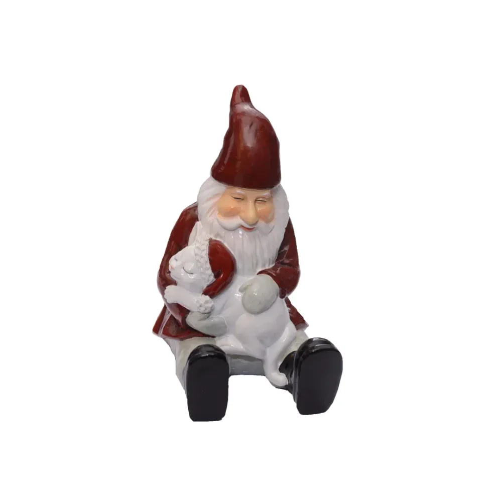 Harvesttime – Hjertevarm Julemand med Kat - 12 cm