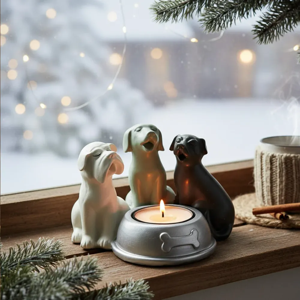 Harvesttime Hunde Fyrfadsstage – 3 Hunde Figur
