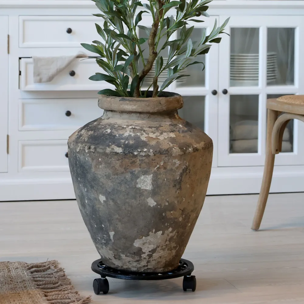 Chic Antique - Planteholder på Hjul, H6/Ø29 cm Sort