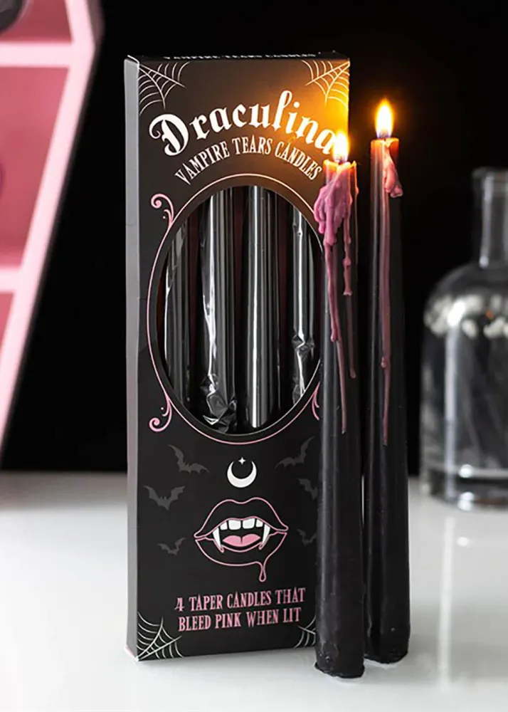 Succubus Home Draculina Vampyr Tårer 4 Stearinlys Sort Rosa