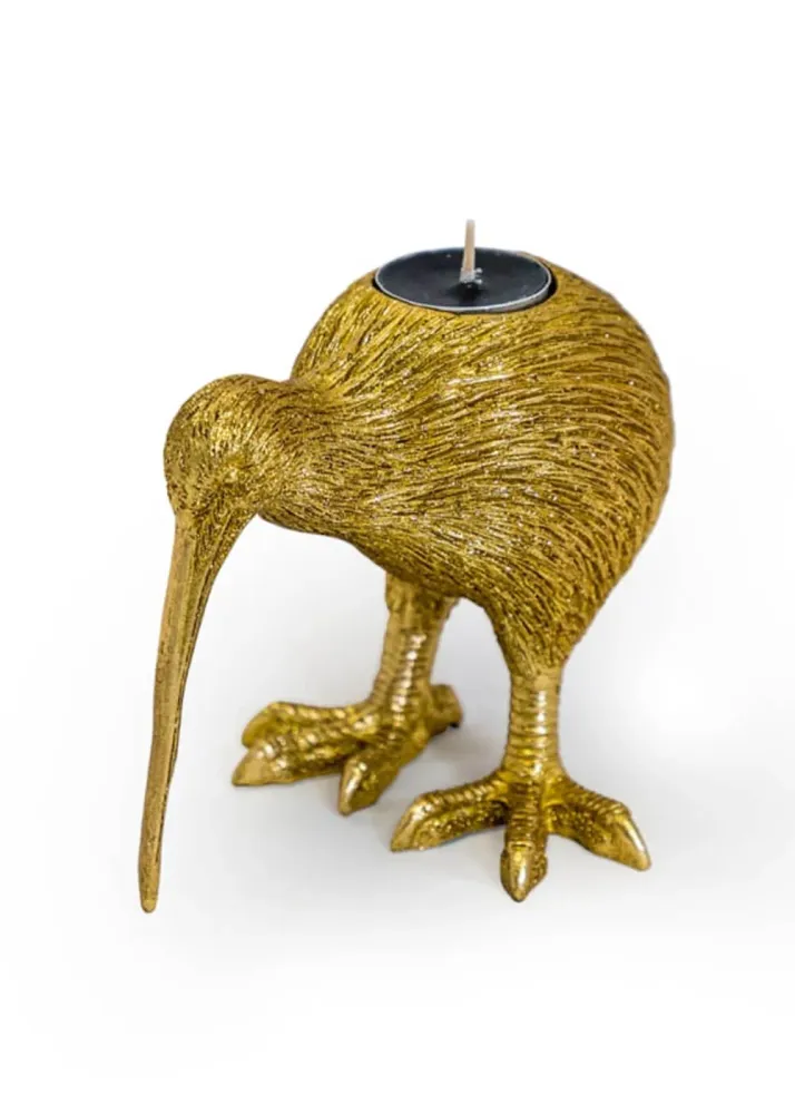 Succubus Home Kiwi-fugl Fyrfadsstager i Guld