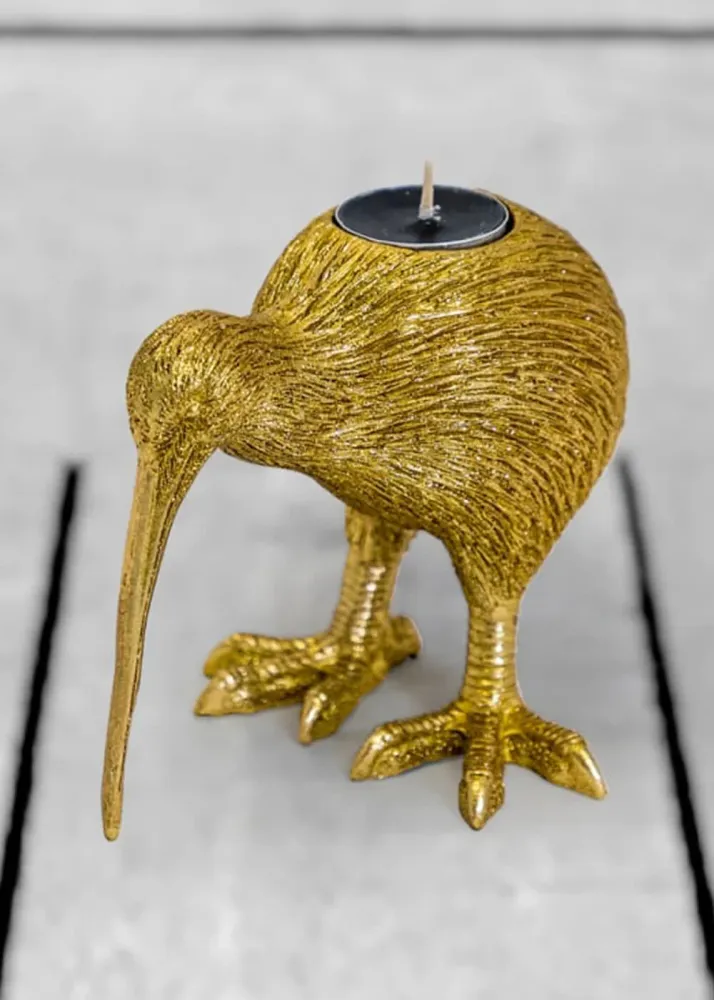 Succubus Home Kiwi-fugl Fyrfadsstager i Guld