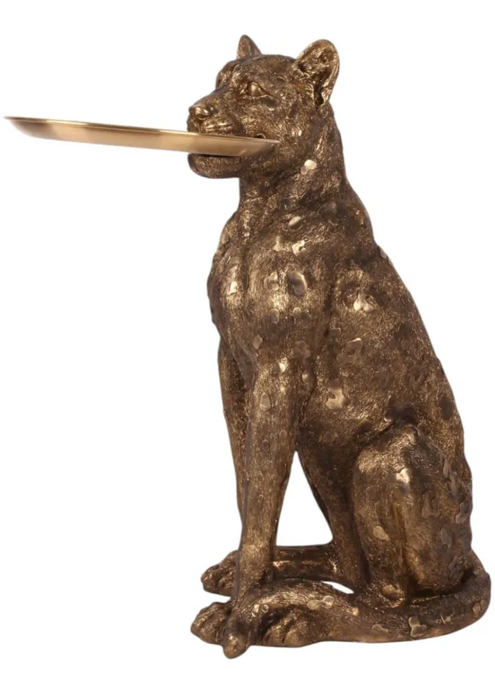 Succubus Home Leopard med Bakke Figur — Guld