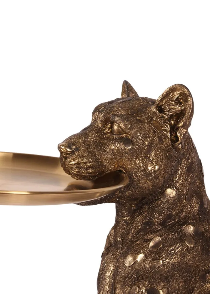 Succubus Home Leopard med Bakke Figur — Guld