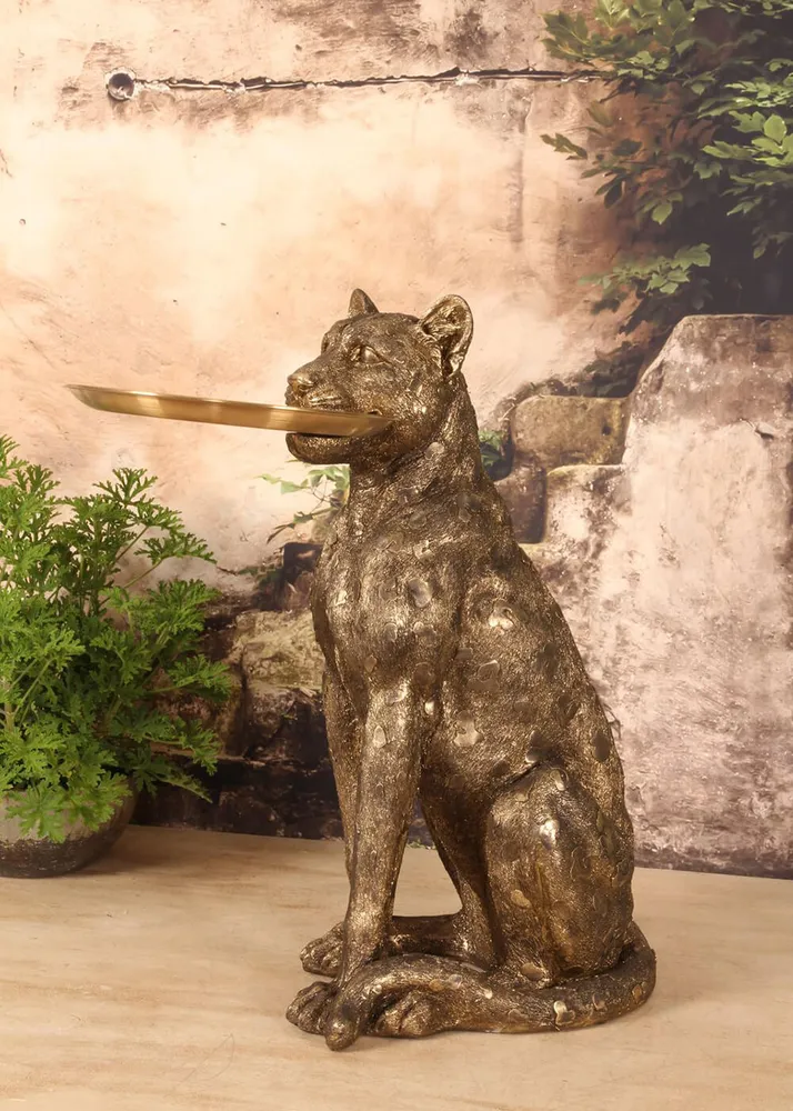 Succubus Home Leopard med Bakke Figur — Guld