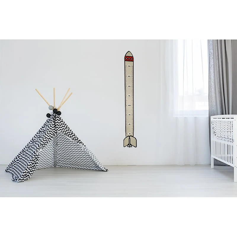 Højdemåler til børn - raket - 15 x 100 cm