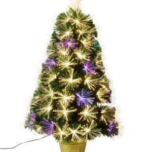 Fiber juletræ - H60 cm 48 LED multifarvet IP44 grøn