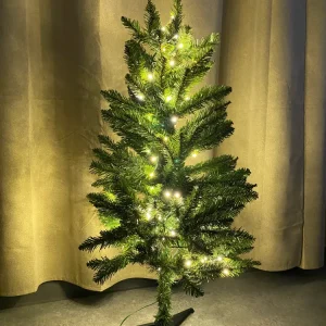 Juletræ med lys 90 cm 100 LED adapter metalfod plast grøn