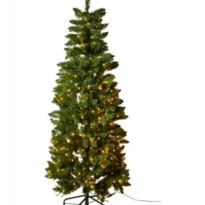 Juletræ med lys 120 cm 200 LED adapter metalfod plast grøn