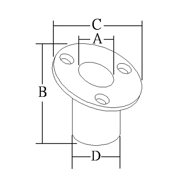 Flagstangsholder RF undersænket, Ø25mm, 72mm, 62mm, 32mm