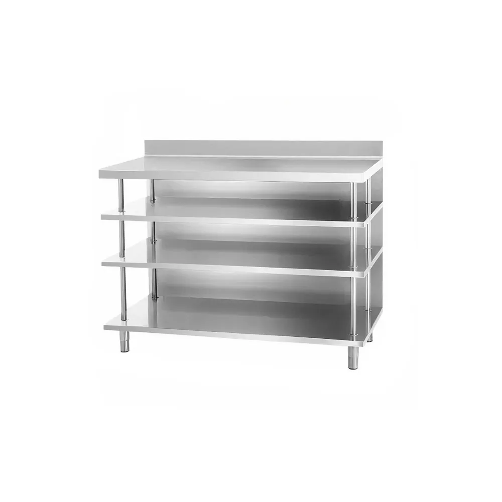 Bar Rustfrit Stålbordbord 1,5m x 0,6m, med 4 hylder
