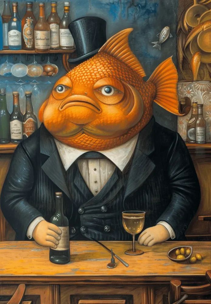 Rustic Wood Fisk på bar 13x18