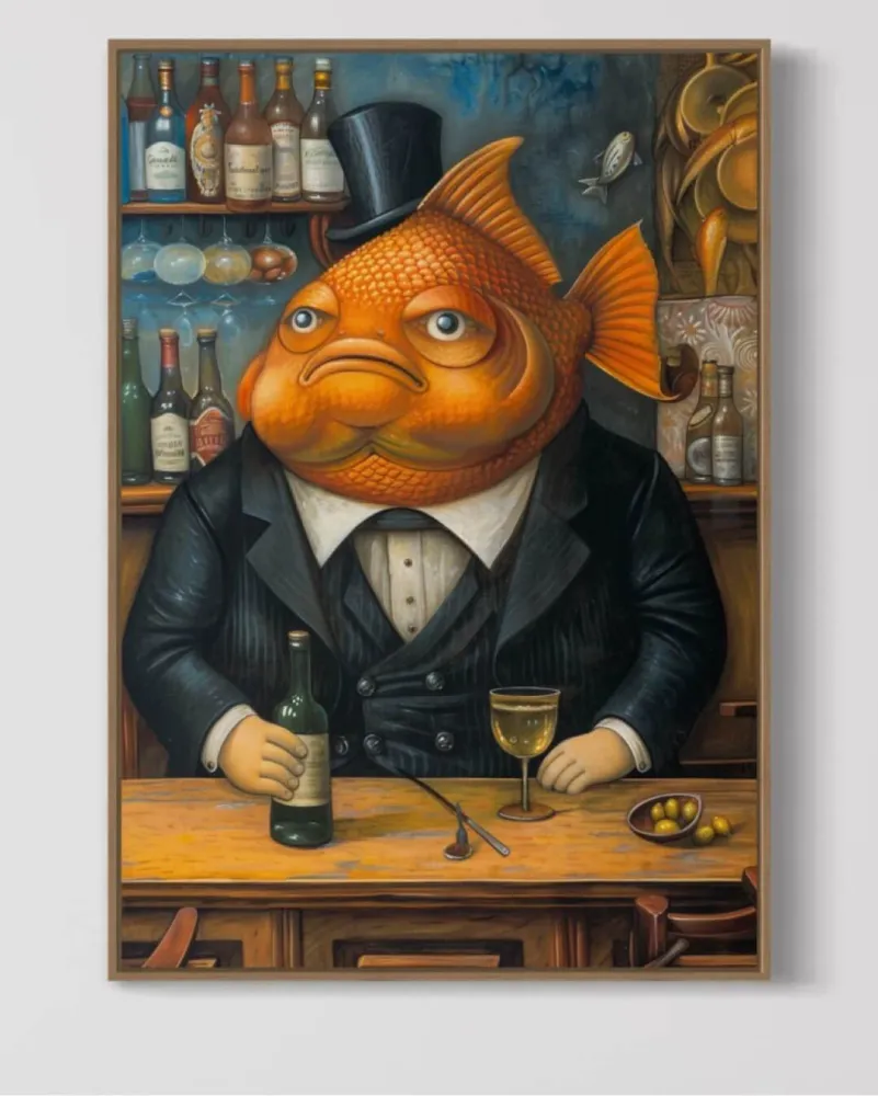 Rustic Wood Fisk på bar 13x18