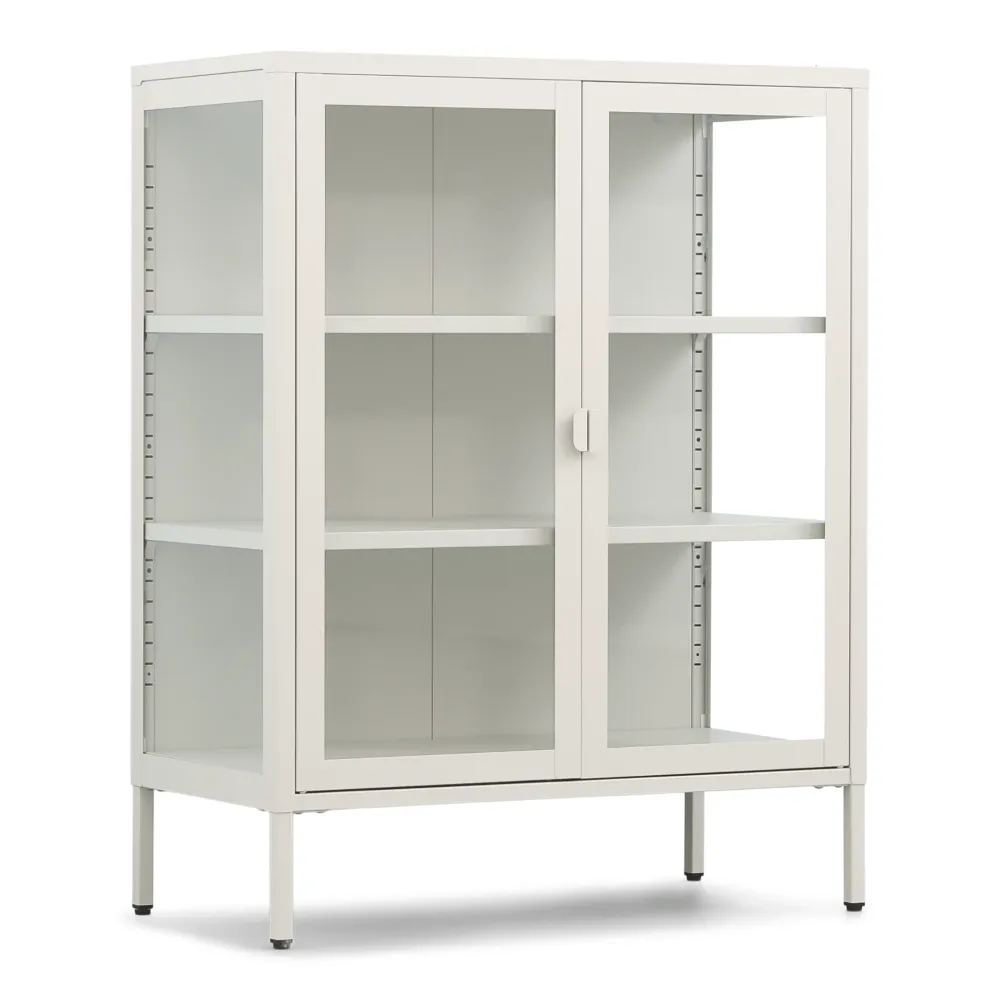 Herman glas skænk/vitrineskab - Ecru metal 80x40x105 cm