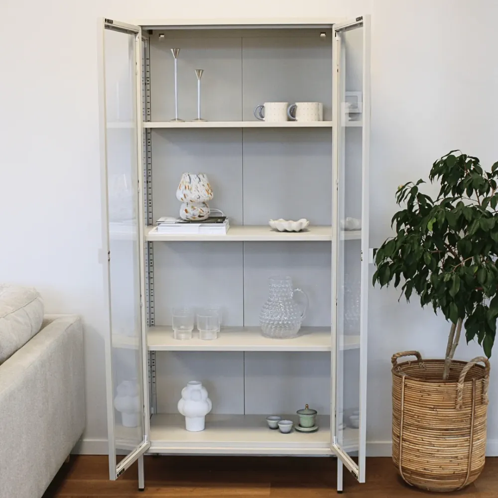 Herman glas skænk/vitrineskab - Ecru metal 80x40x105 cm
