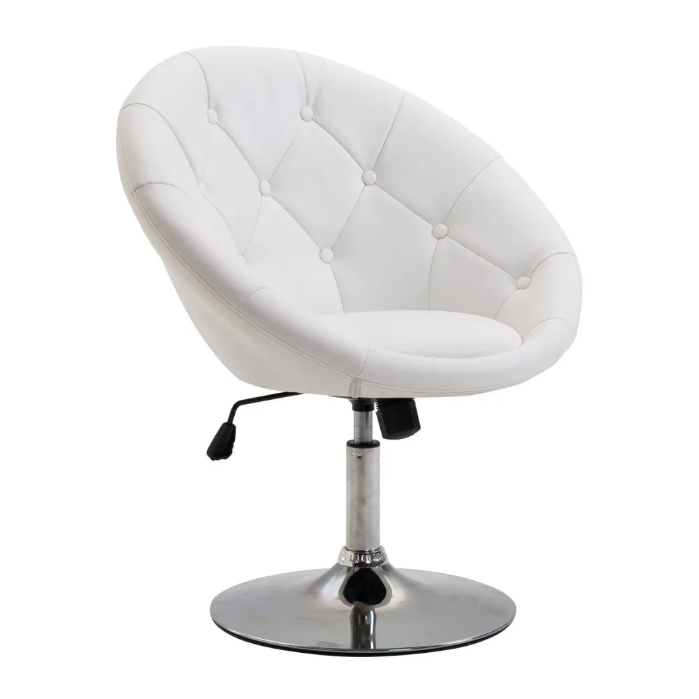 Arbejdsskammel drejeskammel kontorstol forkromet højdejusterbar, kunstlæder + metal, sort/hvid, 71x59x78-90cm (hvid)