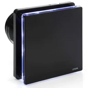 STERR BFS100LH-B - 100 mm Badeværelsesventilator, LED + med fugtighedssensor, 90 m³/h, Ebony