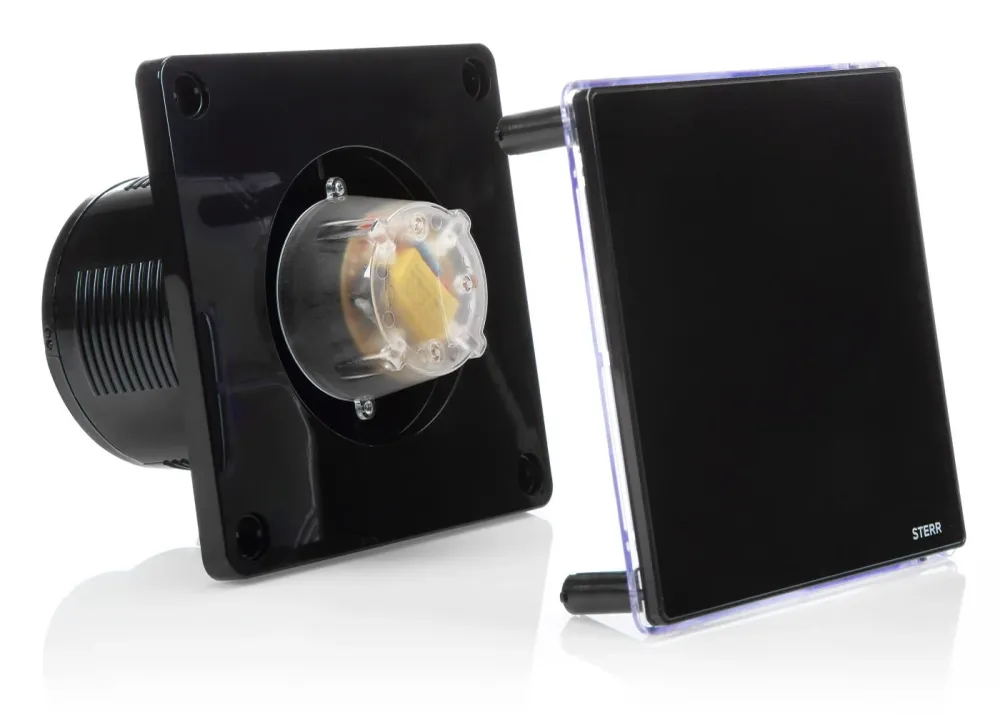 STERR BFS100LH-B - 100 mm Badeværelsesventilator, LED + med fugtighedssensor, 90 m³/h, Ebony