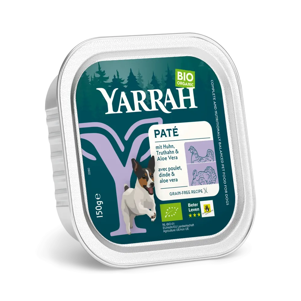 Økologisk Kornfri Hunde Paté Kylling & Kalkun - 150G - YARRAH