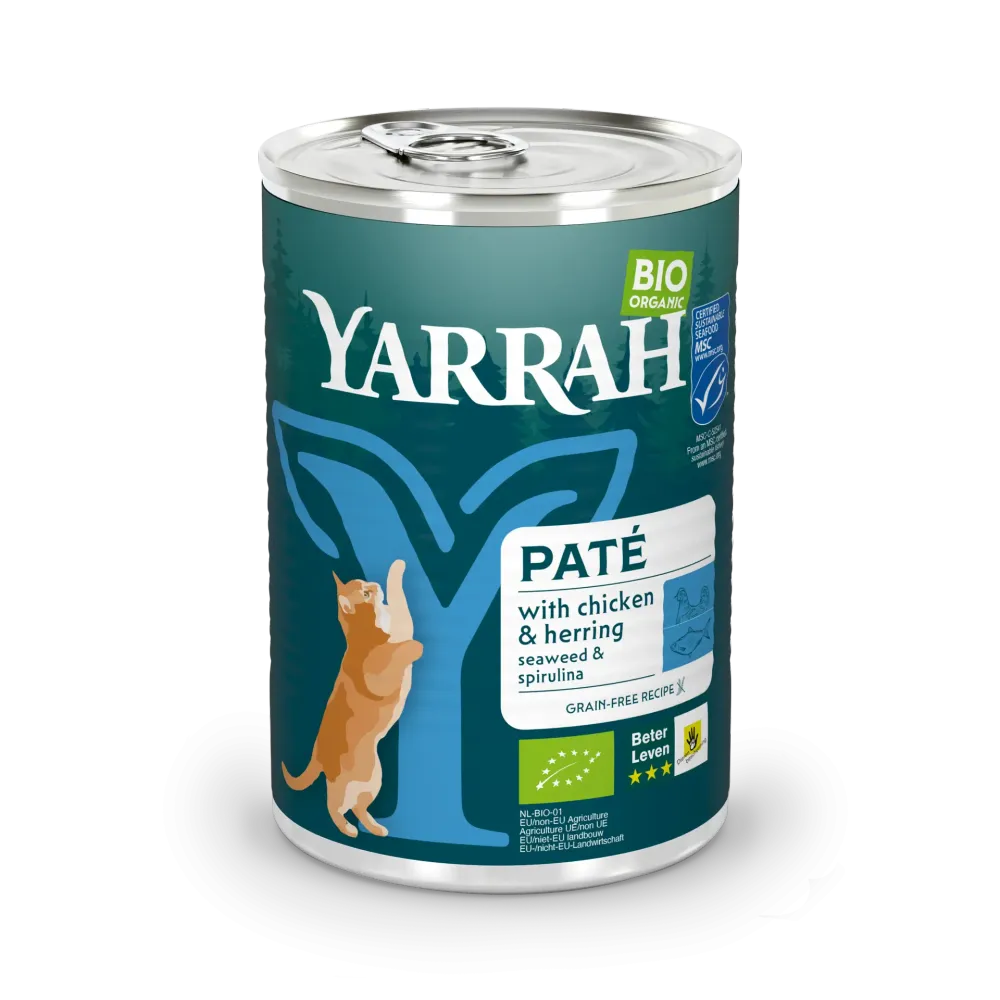 Økologisk Kornfri Katte Vådfoder Kylling & Sild - 400G - YARRAH