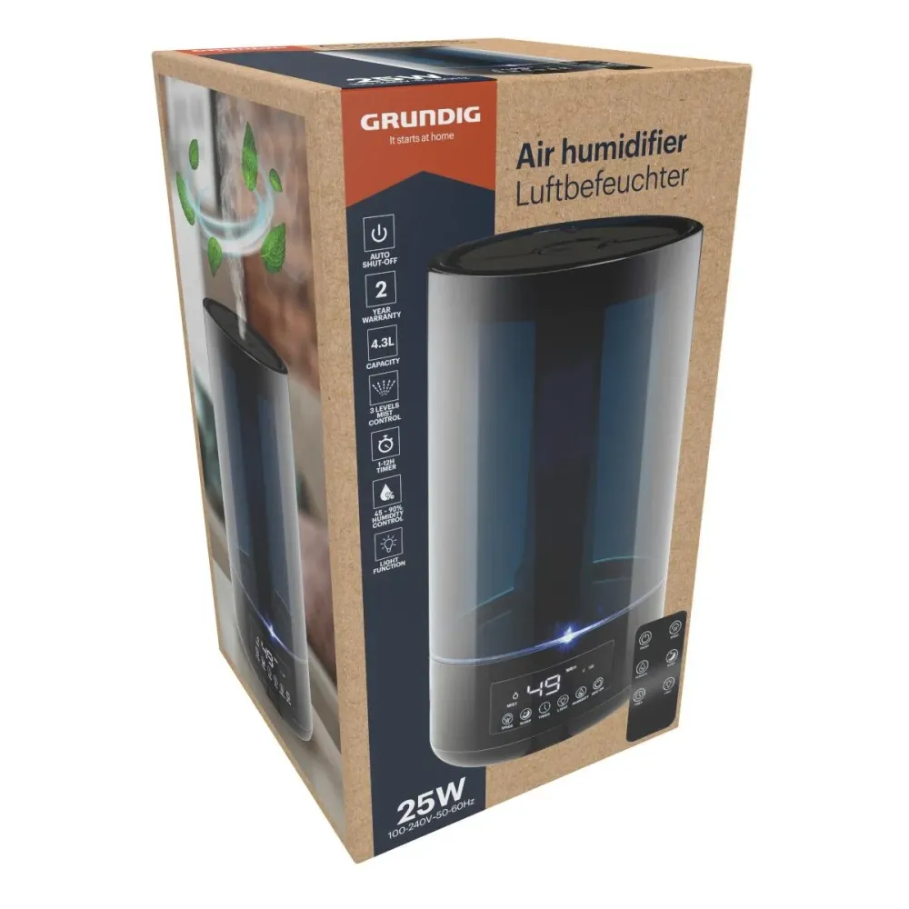 Grundig Luftfugter 4,3L med Fjernbetjening og Aroma funktion – Sort