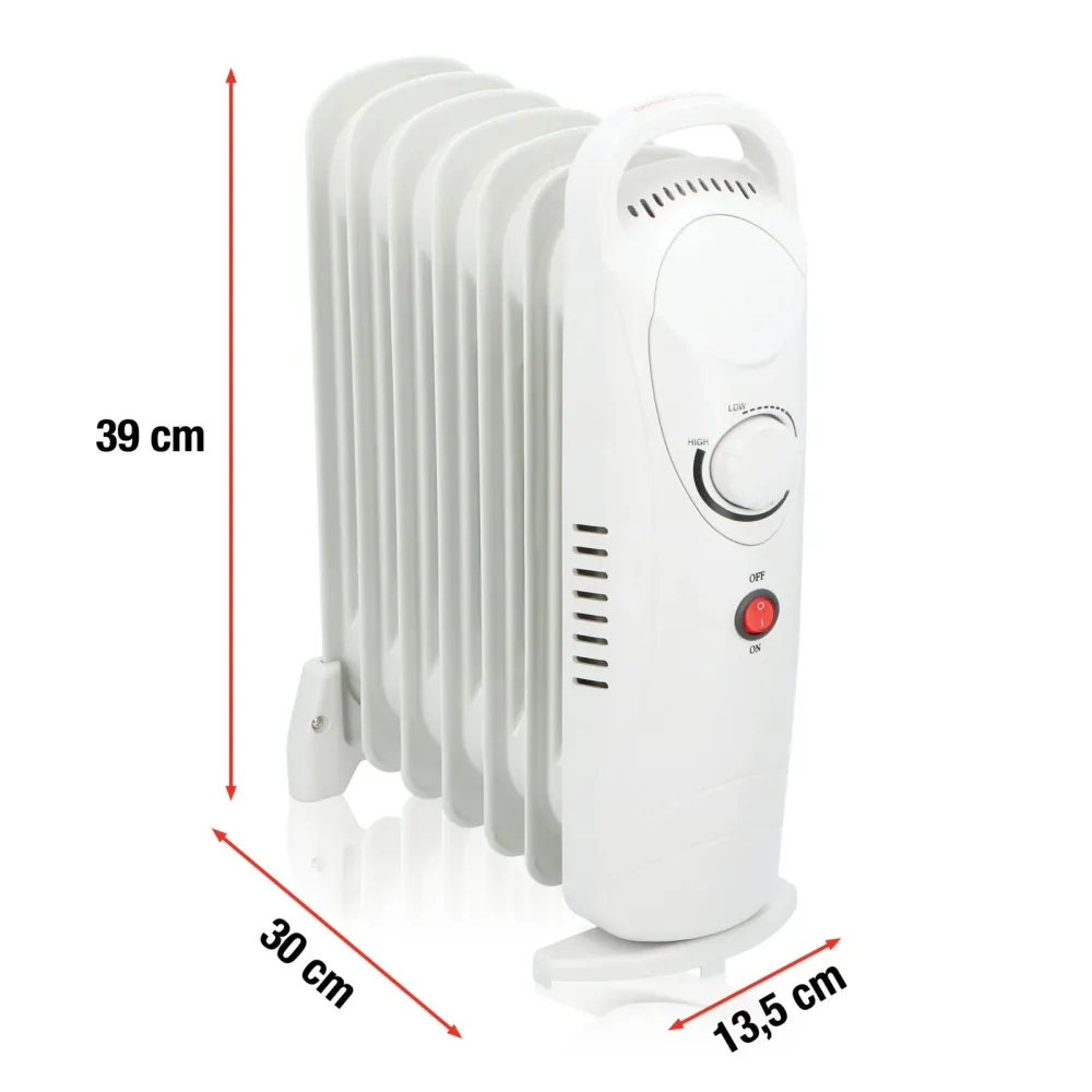 Olieradiator 850W - Hvid med justerbar termostat